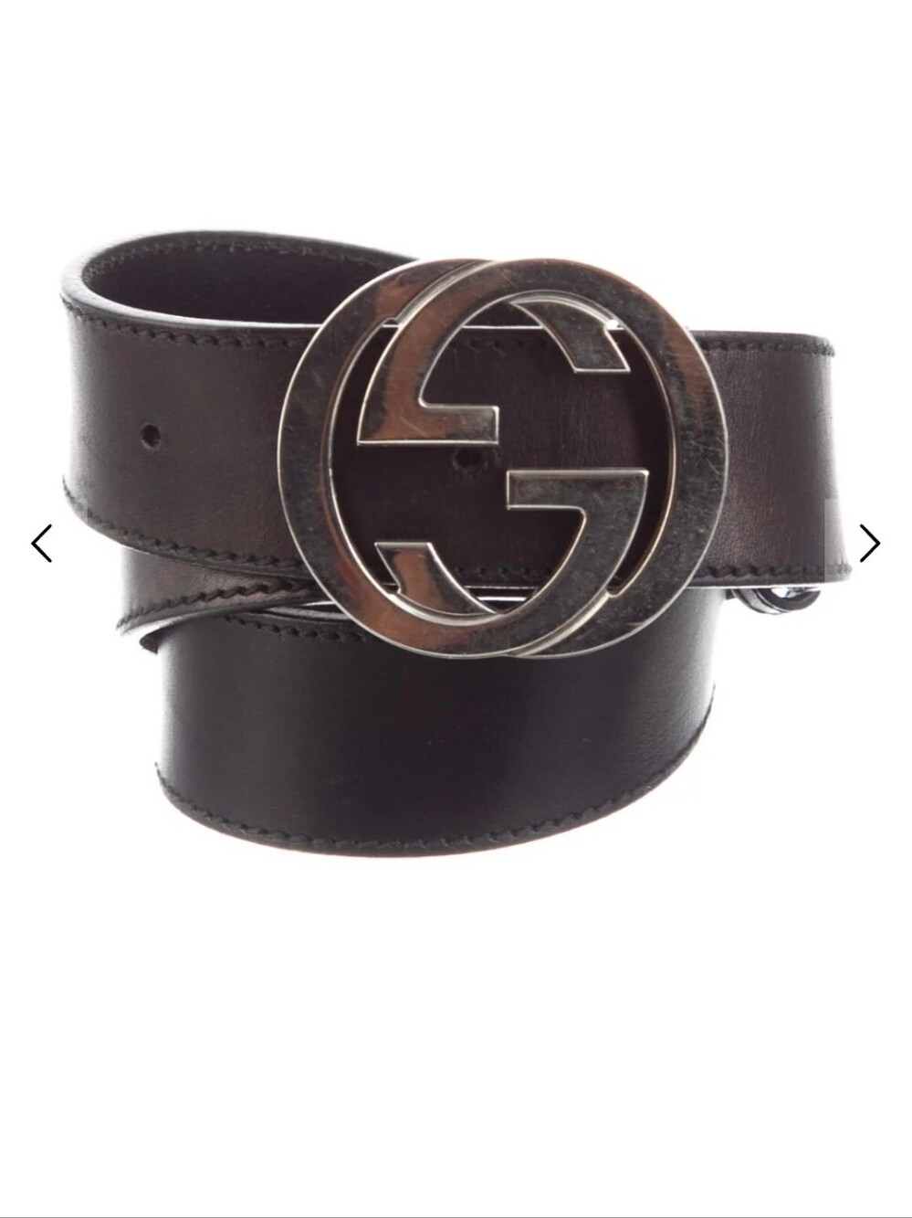 Gucci Black Leather Belt with Silver Double G Buckle